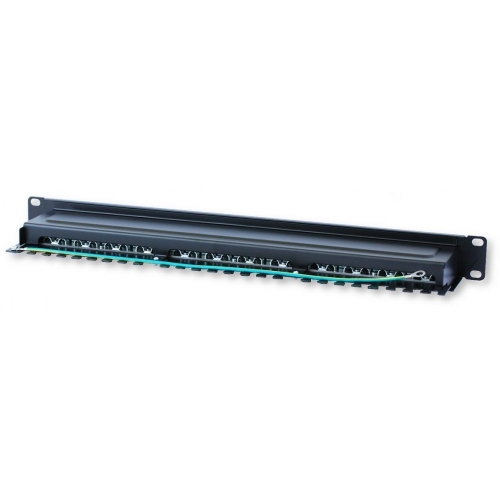 Patch Panel 1u Stp 24x Rj45 Cat6 Czarny Z Tacką